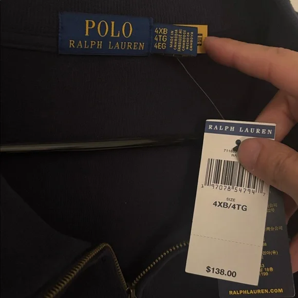 Ralph Lauren Polo Men’s Navy Blue 1/4 Zip Pullover Sweater NWT Sz 4XB